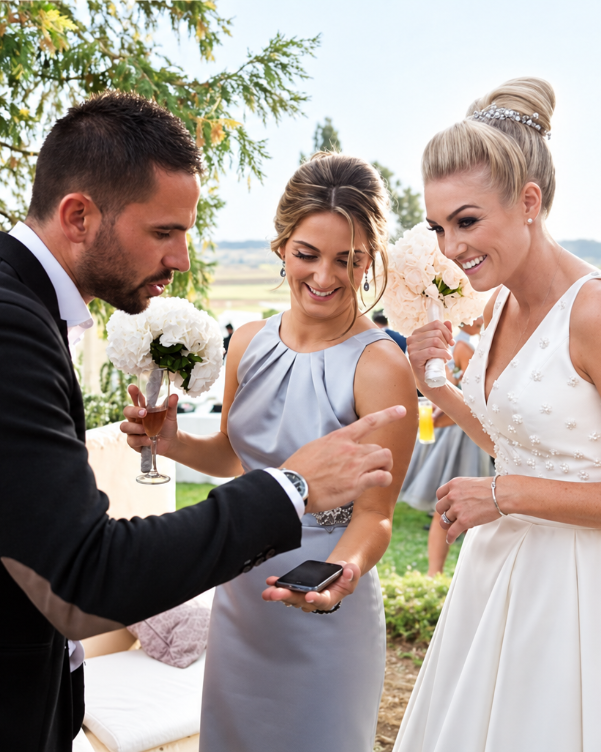 Wedding magician in Spain performing close-up magic for guests